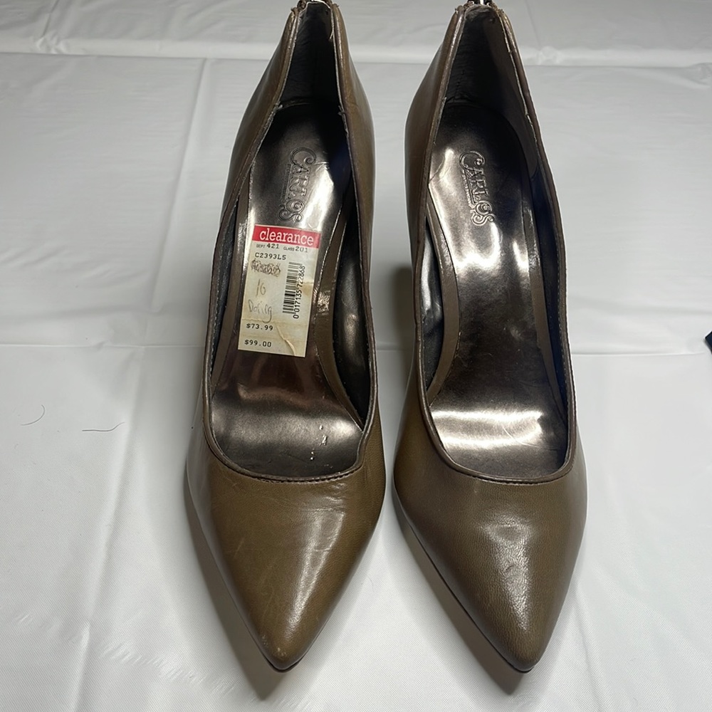 Carlos Santana dark nude heels flaws as shown in photos